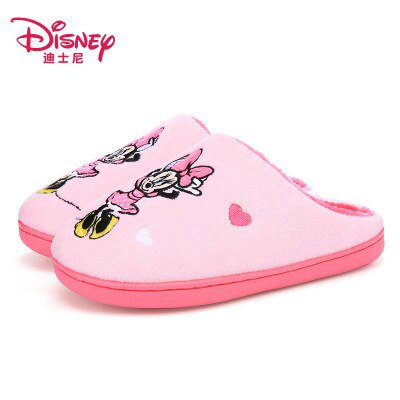Nuevas pantuflas de algodón con dibujos animados de Disney para niños, antideslizantes, además de terciopelo, gruesas y cálidas, de algodón para el hogar, slippers36-37-Insole 23cm Gao Jinjia LED