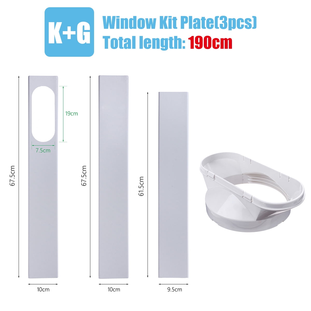 Window Slide Kit Plate Portable AC Vent Kit 5.1"/5.9" Flexible Exhaust