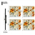 thumbnail image 3 of Square Wall Clock,Vintage Orange Floral Painted On Cracked Surface,Silent Non-Ticking Wall Clock Decor for Home Office Kitchen Living Room Bedroom(16inch), 3 of 4