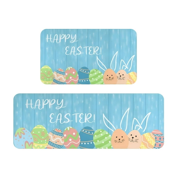 HuiXinOu Easter Rug Set Kitchen Entry Door Mat Festival Decorative Carpet Long and Short