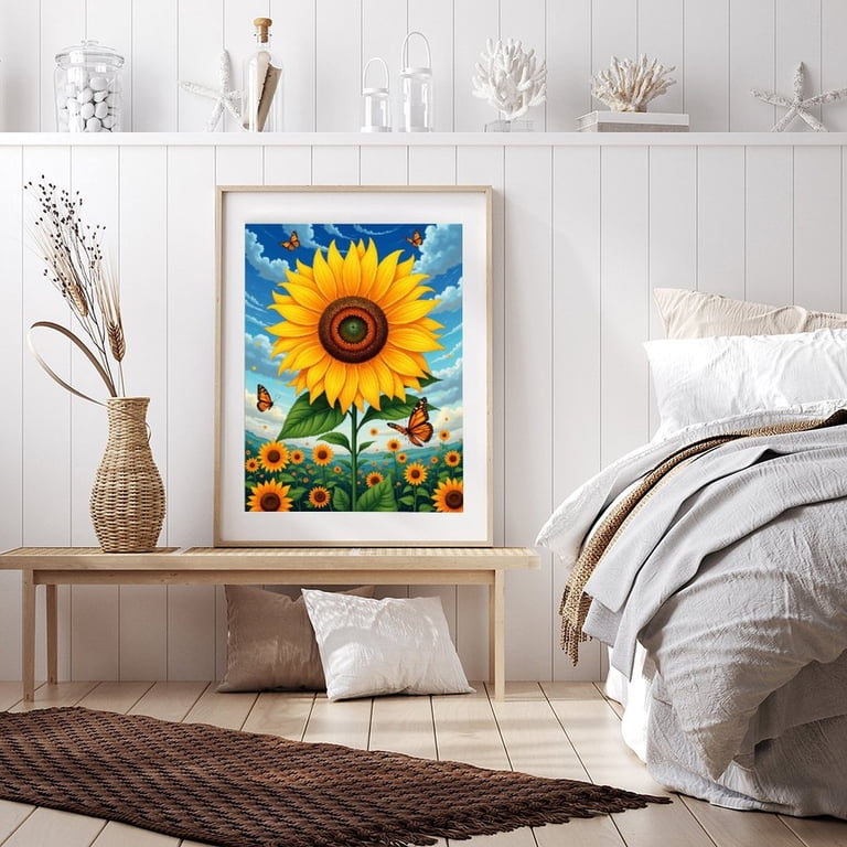 MOGTAA Sunflowers Diamond Painting Kit For Adults - 12x16 Inch DIY Art With Round Diamonds, Full Drill Home Wall Decor