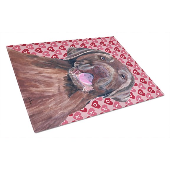 Caroline's Treasures Labrador Chocolate Hearts Love and Valentine's Day Glass Cutting Board Large