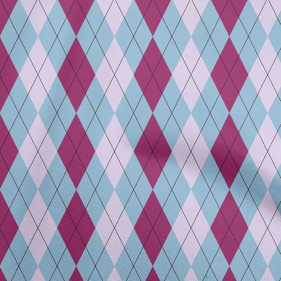 oneOone Georgette Viscose Dark Magenta Fabric Check Argyle Sewing Fabric By The Yard Printed Diy Clothing Sewing Supplies 42 Inch Wide