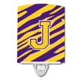 thumbnail image 1 of "Treasures Letter J Monogram-Tiger Stripe-Purple Gold Ceramic Night Light, 6x4, Multicolor" Caroline's Treasures CJ1022-JCNL, 1 of 1