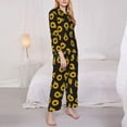 thumbnail image 3 of Balery Sunflowers Conjunto de Pijama con Estampado para Mujer, Conjunto de Dos Piezas con Manga Larga, Ropa de Dormir Suave con Bolsillos, Pijamas Cómodos-Medium, 3 of 7