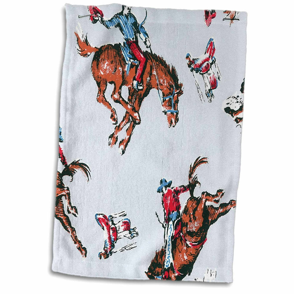 3dRose Retro Rodeo Cowboys Towel, 15 by 22inch