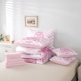 thumbnail image 6 of Homewish Kawaii Bowtie Ribbon 7-Piece Bedding Comforter Set,Classic Geometric Checkered King Bedding Sets,Pink White Bed Sheets For Girl Kids,Luxury Bedroom Decor Reversible, 6 of 8