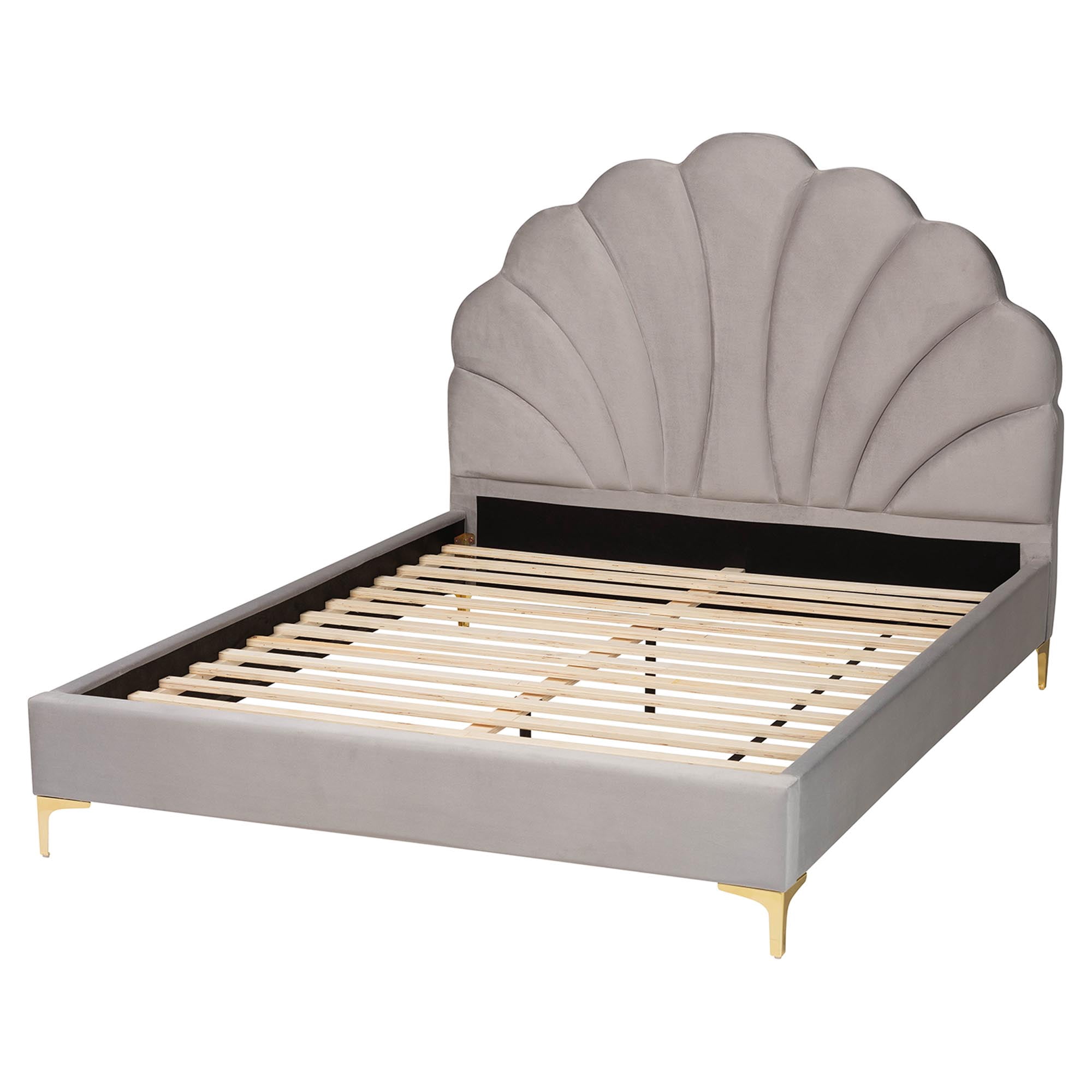 Baxton Studio Acosta Glamour Platform Bed, Queen, Gold