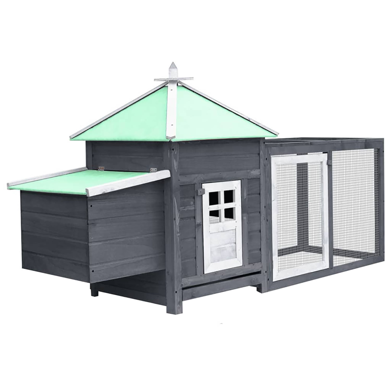 Pefilos 74.8" Wood Outdoor Rabbit Hutch Large Solid Firwood Hen House with Nest Box Pet Cages for Small Animals, Gray Pefilos 74.8" Wood Outdoor Rabbit Hutch Large Solid Firwood Hen House with Nest Box Pet Cages for Small Animals, Gray