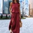 thumbnail image 4 of Vestido Sin Mangas Vestido sin mangas de verano Elegante vestido largo maxi Ropa femenina (Rojo vino M) Cgtredaw Para estrenar, 4 of 7