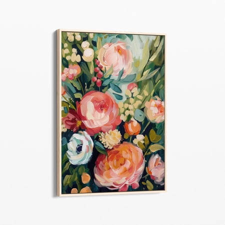 Velto Vintage Green Flower Print | Canvas Print | Abstract Floral | Modern Floral Living Room Wall Decor | Abt4 Canvas, 12x16 UNFRAMED