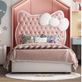 thumbnail image 1 of Bonito cabecero de cuero rosa, cama individual, cama para niños, muebles de diseño de princesa, cama individual, marco de madera, 1 of 4