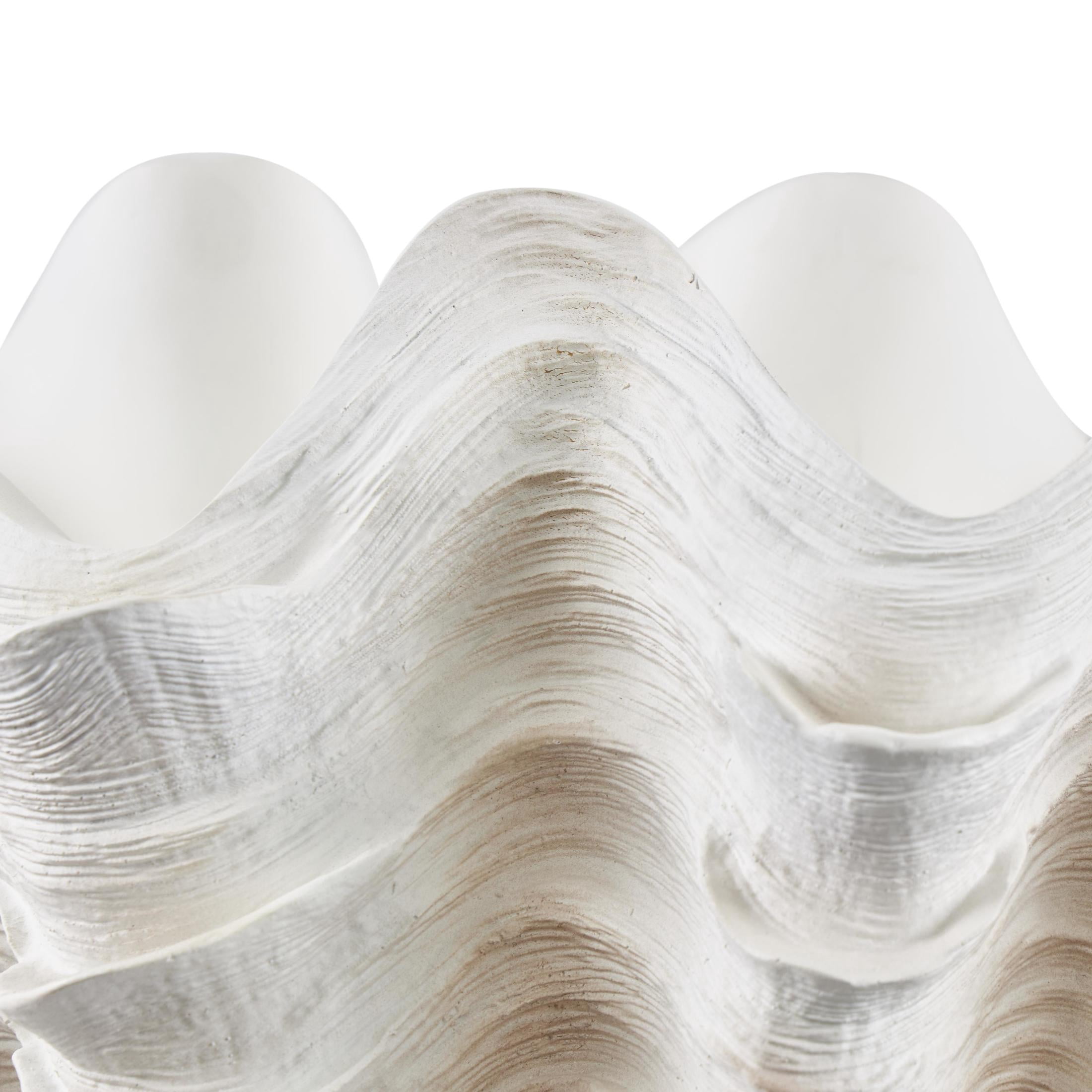 19" x 11" Cream Resin Textured Shell Sculpture, by DecMode