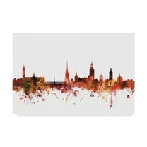 Trademark Fine Art 'Stockholm Sweden Skyline Red' Canvas Art by Michael Tompsett