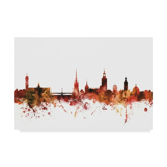 Trademark Fine Art 'Stockholm Sweden Skyline Red' Canvas Art by Michael Tompsett