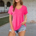 thumbnail image 2 of CAIXIA Workout Tops Womens V Neck Short Sleeve T Shirts Moisture Wicking Yoga Gym Running Hiking Athletic Tee,Hot Pink, 2 of 5