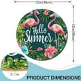 thumbnail image 5 of Ymaotrade Farmhouse Hello Summer Tropical Theme Round Wood Wreaths 12in, Flamingo & Flower Sign, Wood Welcome Sign Farmhouse Porch Decorations Housewarming Gift for Home Outdoor Indoor 12in, 5 of 7