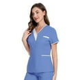 thumbnail image 2 of TAIAOJING Women Scrubs Tops Casual Short Sleeve V Neck Nursed Working T Shirts Top With Pocket Solid Color Blouse, 2 of 4