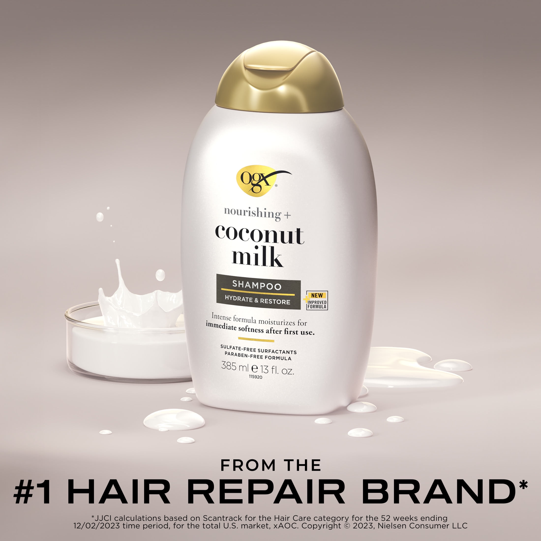 OGX Kokosmilch Shampoo – 2x 385 Ml, Nährend, Für Trockenes Haar, Mit LipiPro Shield Technologie