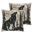 thumbnail image 2 of Acheng Wildlife Throw Pillow Covers, Wolf Howling Wild Animal Cushion Case for Home Living Room Decor, Wooden Stripes Decorative Throw Cushion Case White, 2 of 6