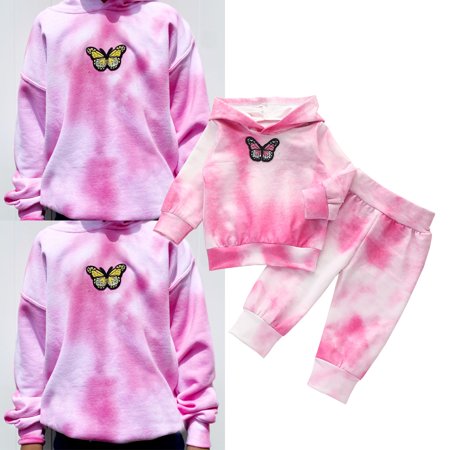 

Toddler Baby Girl Outfits Long Sleeve Hoodie Top and Pants Set Tie Dye Clothes Sweatsuit Fall Winter Clothes Set 2PCS