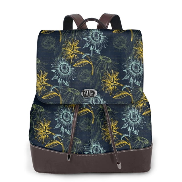 Balery Sunflowers Mochila de Cuero para Mujeres, Gran Capacidad, Bolsa de Viaje Multifuncional, Mochila de Cuero y Bolsa de Hombro para Mujeres