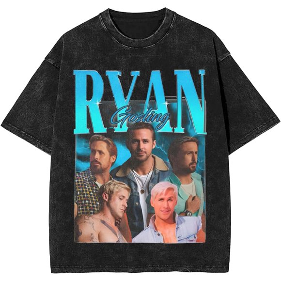 Ryan Gosling Men's Women's Vintage Oversized Short Sleeve T-Shirt Casual Drop Shoulder Tees Top