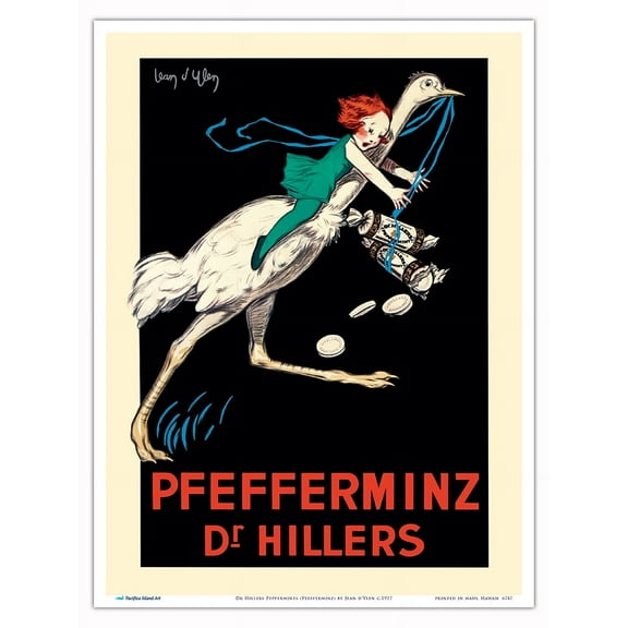 Dr Hillers Peppermints (Pfefferminz) - Vintage German Advertising Poster by Jean d'Ylen c.1927 - Master Art Print (Unframed) 9in x 12in