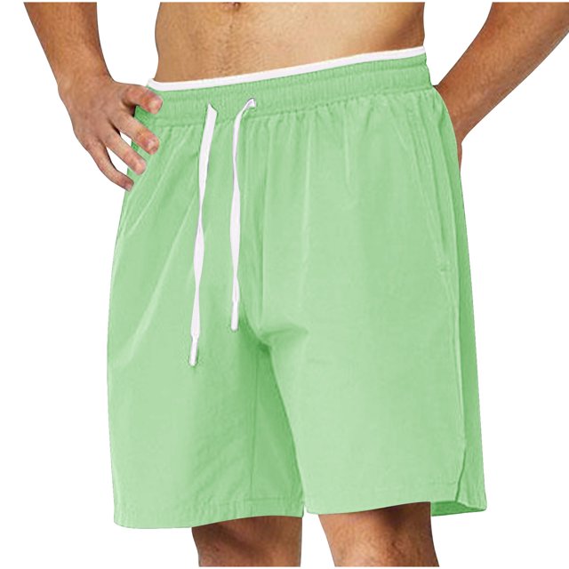Puntoco Pantalones Cortos Deportivos Transpirables De Color Sólido Sueltos Casuales De Verano Para Hombres Verde Xxxxl,Pantalones Cortos Hombre