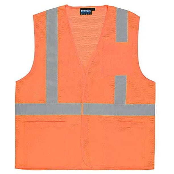 S362p Class 2 Economy Mesh Safety Vest With Pockets Orange Large Walmart Com Walmart Com