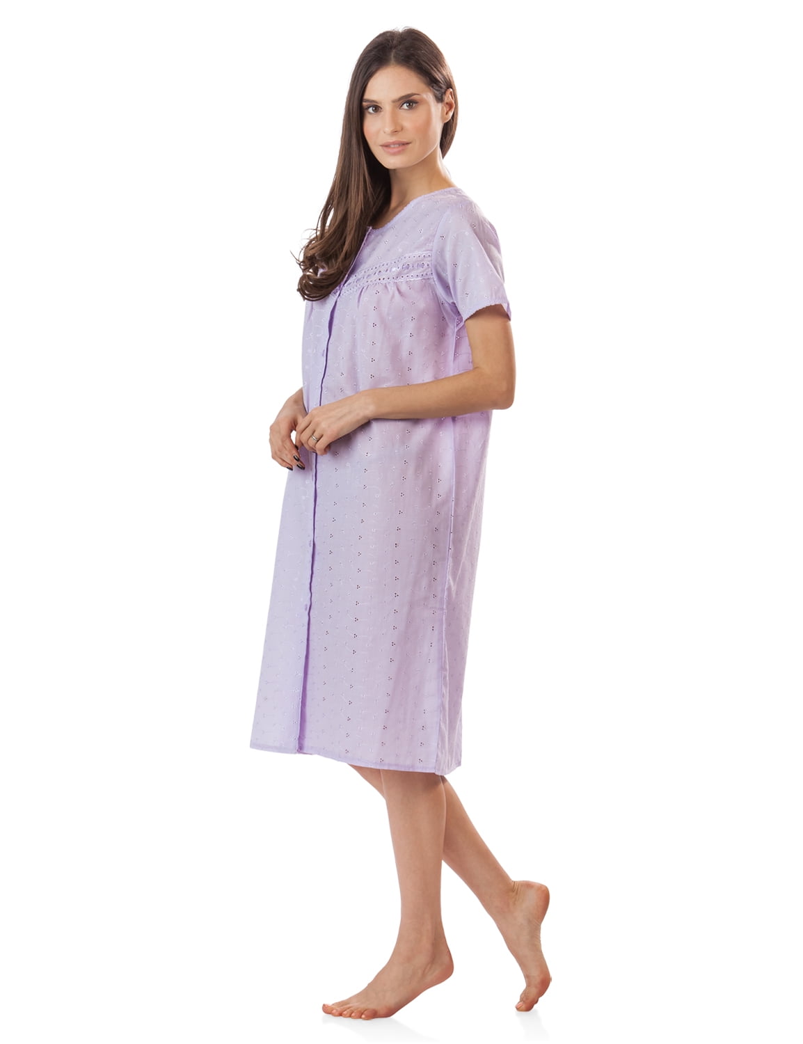 Casual Nights Women's Short Sleeve Eyelet Embroidered House Dress -  Walmart.com