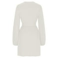 thumbnail image 5 of Hinvhai Women's Casual Knitted Sweater Dress ,Classic Long Sleeve Cable Knit Belted Dress Loose Mini Tunic Pullover Sweater Dress for Womens White 2(XS), 5 of 6