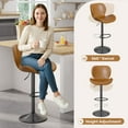 thumbnail image 5 of Hawsaiy Modern Swivel Bar Stools Set of 4, PU Leather Bar Chairs with Back & Footrest, Adjustable Height 22.2"-31" for Kitchen Island,Dark Gray, 5 of 8