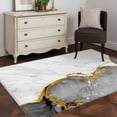 thumbnail image 4 of Gray Gold Marble 3'x5' Washable Rug, Modern Abstract Marble Crack Texture Non-Slip Area Rugs for Entryway Kitchen Classroom, StainResistant Dorm Throw Carpet, Low Pile Soft Indoor Floor Mat, 4 of 9
