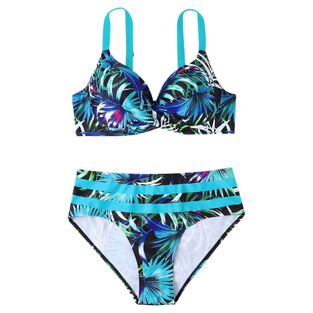 Traje de baño para mujer Cómodo Bikini de cintura baja Traje de baño Impreso Sin espalda Dividir Conjunto de traje de baño con aros OAVQHLG3B Store lin121212