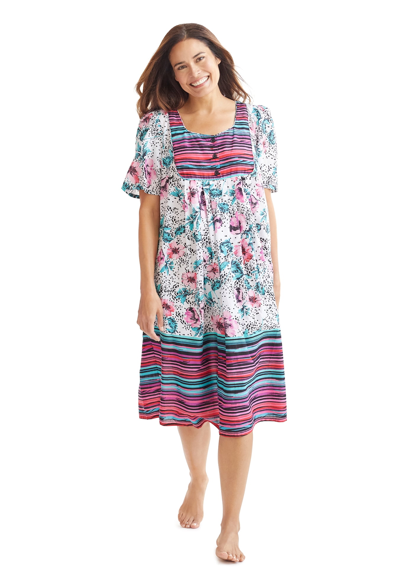 Buy Only Necessities Womens Plus Size Mixed Print Short Dress or