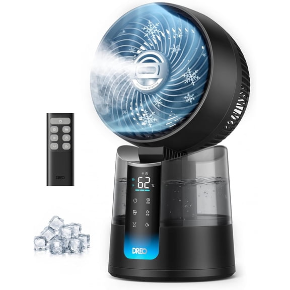 Restored DREO TurboCool Misting Fan 516, 150+30 Omni-directional Oscillating, Cooling Fans that Blow Cold Air 5 Drop, 26 ft/s Wind, Ultrafine Mist, 20dB, 6 Speeds 2 Modes, Remote Control, Indoor (Refurbished)