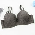 thumbnail image 4 of Fatuov Lace Wire Bras for Women Solid Color Push Up Soft Everyday Bra for Vacation, Supportive Full Coverage Lightly Lined Bra 40C, Dark Gray, 4 of 4