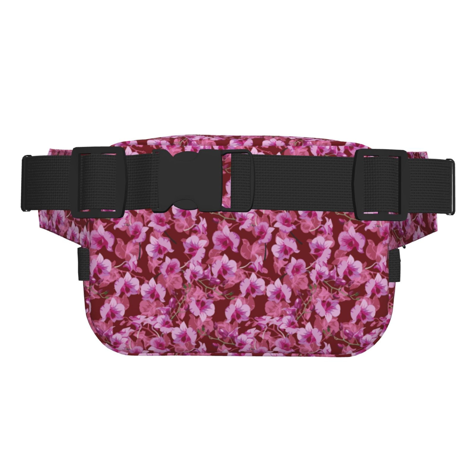 Picia Orchids Flowers Print Square Double-Layer Waist Bag Mini Adjustable Waist Belt Bag Exercise Running Travel Hiking