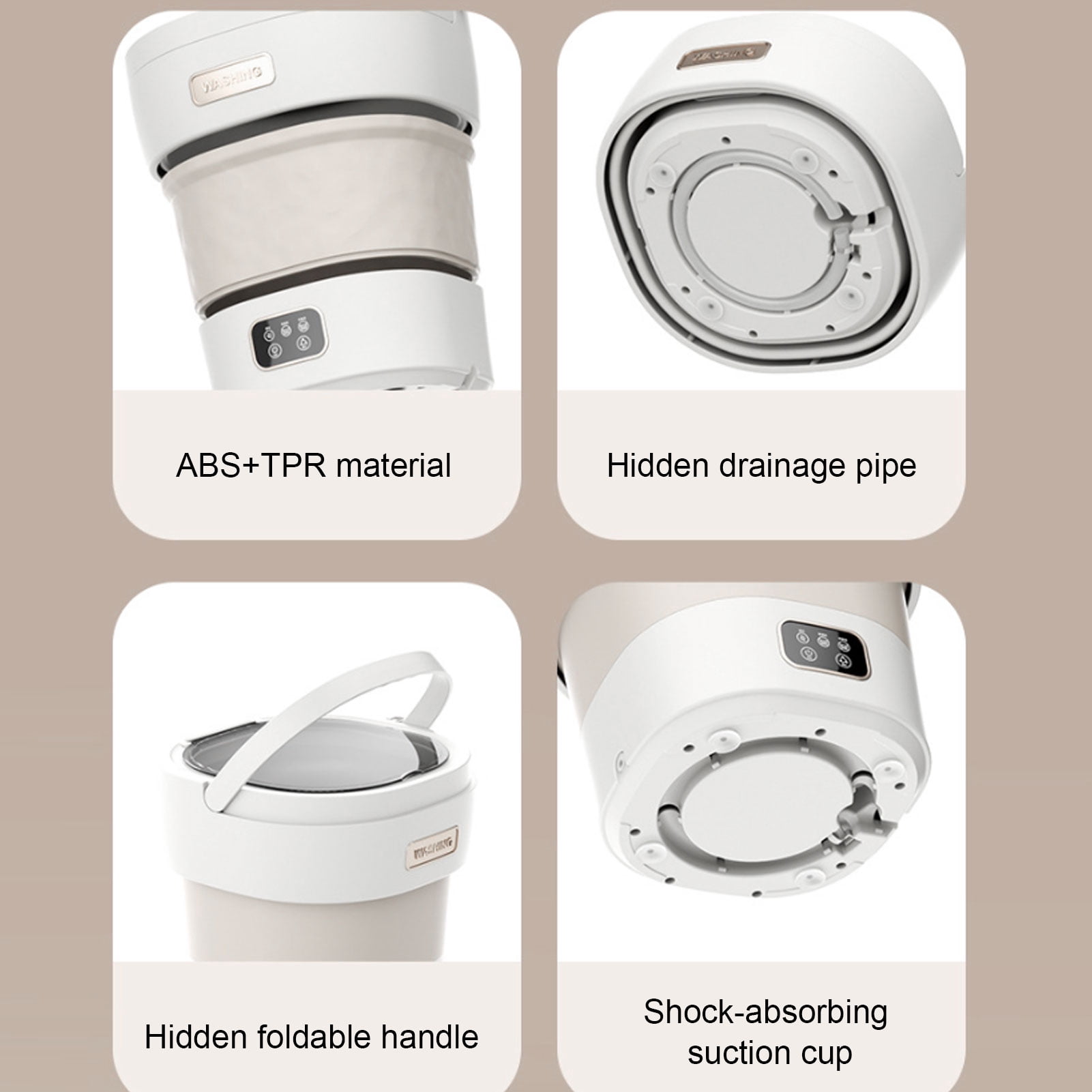 Yajisi Portable Washing Machine 12L Mini Foldable Washer Gentle Spin Dry Automatic Drainage EU Plug 12.3 inches