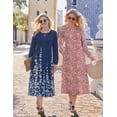 thumbnail image 6 of Zeagoo Fall Dresses for Women Long Sleeve Midi Dress Casual A Line Dresses Pleated Flare Dress with Pockets, 6 of 6
