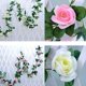 thumbnail image 2 of 3 rosas artificiales de 2,2 m, flores de ratán, adorno de fotografía para bodas (blanco), 2 of 5