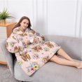 thumbnail image 5 of Oversized Wearable Blanket Hoodie,Pink Highland Cow Flower Pattern Sherpa Blanket Hoodie with Super Pockets,Super Warm Fuzzy Pullover for Women & Men, 5 of 6