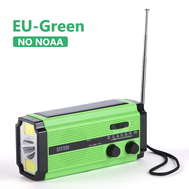 AM/FM Emergencia Manivela Solar SOS Alarma Lámpara de lectura Radio meteorológica (Verde UE) WDOplteas Para estrenar