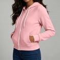 thumbnail image 6 of Womens Soft Fleece Long Sleeve Full Zip Hooded Sweatshirt Fitted Track Jacket Warm Activewear with Drawstring Pocket for Workout Running, Pink, XXL, 6 of 8