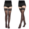 thumbnail image 2 of Vruelia 4Pairs Women's Sheer Thick Thigh Highs Lace Stockings Top Stockings Tights Nylon Pantyhose,One Size, 2 of 5