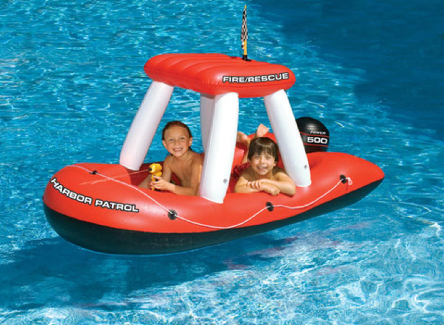 60 Fire Boat Inflatable Ride On Water Squirter Swimming Pool Toy 