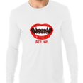 thumbnail image 1 of Ironic Bite Me Fangs Men's Long Sleeve Grey T-Shirt, 1 of 2