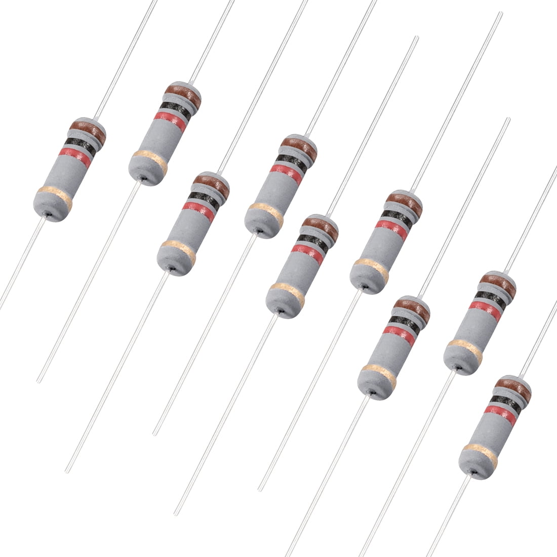 200pcs 1W 1K Ohm Carbon Film Resistor 5% Tolerance 4 Color Bands