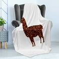 thumbnail image 4 of Llama Soft Flannel Fleece Blanket, South American Domestic Animal Silhouette with Swirled Lines Abstract Alpaca Design, Cozy Plush for Indoor and Outdoor Use, 60" x 80", Orange Brown, by Ambesonne, 4 of 5